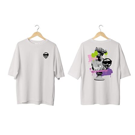 Wicold Emoji Baskılı Oversize T-Shirt Erkek Tişört Unisex Tişört Kadın Tişört