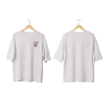 Wicold Preşeytan Baskılı Oversize T-Shirt Erkek Tişört Unisex Tişört Kadın Tişört