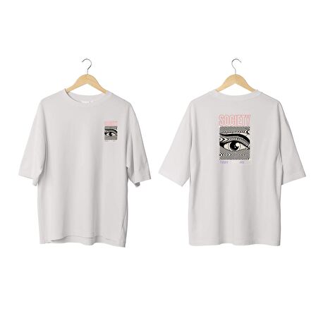 Wicold Society Baskılı Oversize T-Shirt Erkek Tişört Unisex Tişört Kadın Tişört