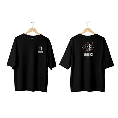 Wicold Visions Baskılı Oversize T-Shirt Erkek Tişört Unisex Tişört Kadın Tişört