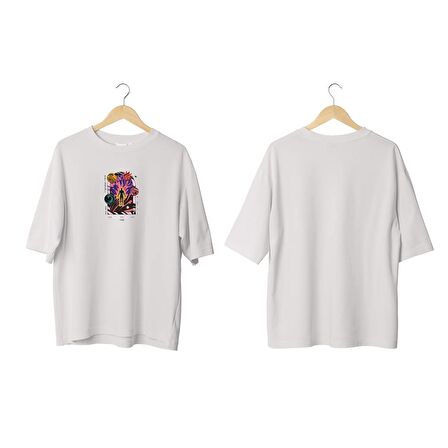 Wicold Global Rave Baskılı Oversize T-Shirt Erkek Tişört Unisex Tişört Kadın Tişört