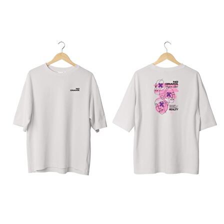 Wicold No Drama Baskılı Oversize T-Shirt Erkek Tişört Unisex Tişört Kadın Tişört