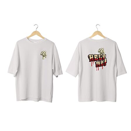 Wicold Help Me Baskılı Oversize T-Shirt Erkek Tişört Unisex Tişört Kadın Tişört