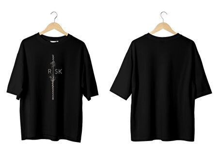 Wicold Risk Baskılı Oversize T-Shirt Erkek Tişört Unisex Tişört Kadın Tişört