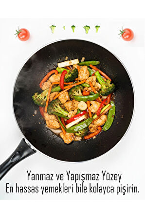 Granit Siyah Wok Tava | 26 cm | Yapışmaz Yüzey