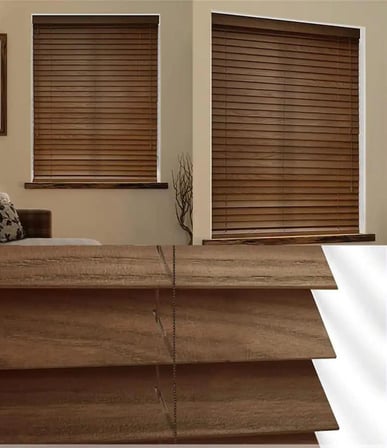 Wooden Blinds %100 Doğal Ahşap Jaluzi Perde 50mm,Alüminyum Kasalı Yüksek Kaliteli - CEVİZ 508/PWB (KURDELASIZ)