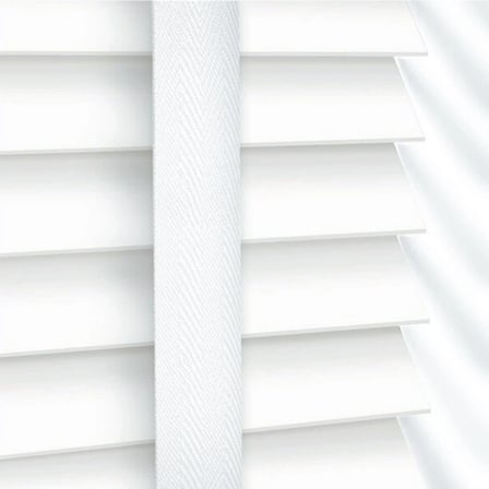 Wooden Blinds %100 Doğal Ahşap Jaluzi Perde 50mm, Alüminyum Kasalı Yüksek Kaliteli - Beyaz 001PWB (Kurdelalı)