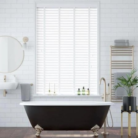 Wooden Blinds %100 Doğal Ahşap Jaluzi Perde 50mm, Alüminyum Kasalı Yüksek Kaliteli - Beyaz 001PWB (Kurdelalı)