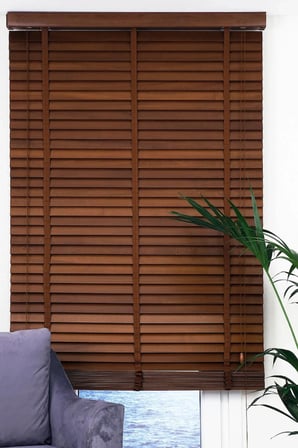 Wooden Blinds %100 Doğal Ahşap Jaluzi Perde 50mm,Alüminyum Kasalı Yüksek Kaliteli - CEVİZ 508PWB (KURDELALI)