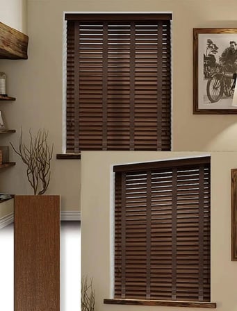 Wooden Blinds %100 Doğal Ahşap Jaluzi Perde 50mm,Alüminyum Kasalı Yüksek Kaliteli - CEVİZ 508PWB (KURDELALI)