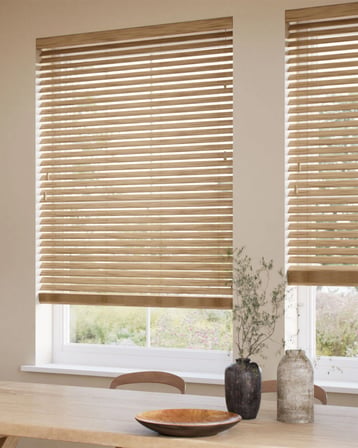 Wooden Blinds %100 Doğal Ahşap Jaluzi Perde 50mm,Alüminyum Kasalı Yüksek Kaliteli - A.Meşe WDMI/013PW (KURDELASIZ)