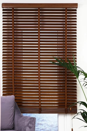 Wooden Blinds %100 Doğal Ahşap Jaluzi Perde 50mm,Alüminyum Kasalı Yüksek Kaliteli - CEVİZ 508WJ (KURDELALI)