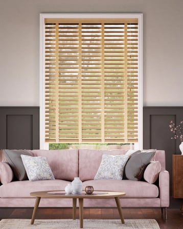Wooden Blinds %100 Doğal Ahşap Jaluzi Perde 50mm,Alüminyum Kasalı Yüksek Kaliteli - Doğal Meşe (KURDELALI)