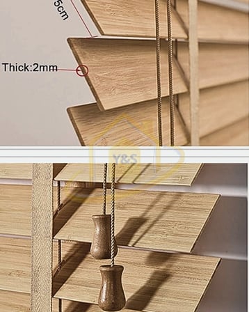 Wooden Blinds %100 Doğal Ahşap Jaluzi Perde 50mm,Alüminyum Kasalı Yüksek Kaliteli - Doğal Meşe (KURDELALI)