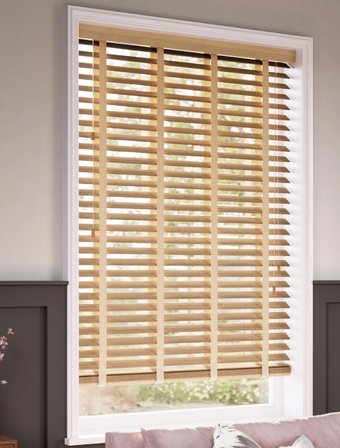 Wooden Blinds %100 Doğal Ahşap Jaluzi Perde 50mm,Alüminyum Kasalı Yüksek Kaliteli - Doğal Meşe (KURDELALI)
