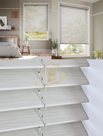 Wooden Blinds %100 Doğal Ahşap Jaluzi Perde 50mm, Alüminyum Kasalı Yüksek Kaliteli - Gümüş Gri MI/009PWB (KURDELASIZ)