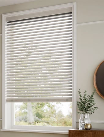 Wooden Blinds %100 Doğal Ahşap Jaluzi Perde 50mm, Alüminyum Kasalı Yüksek Kaliteli - Gümüş Gri MI/009PWB (KURDELASIZ)