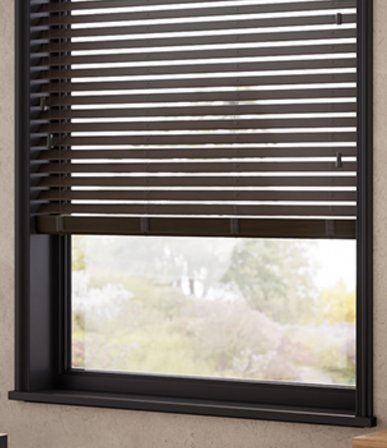 Wooden Blinds %100 Doğal Ahşap Jaluzi Perde 50mm, Alüminyum Kasalı Yüksek Kaliteli - Kahve MI/010PWB (KURDELASIZ)
