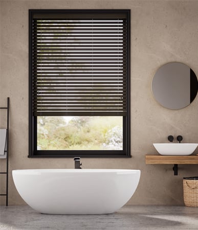 Wooden Blinds %100 Doğal Ahşap Jaluzi Perde 50mm, Alüminyum Kasalı Yüksek Kaliteli - Kahve MI/010PWB (KURDELASIZ)