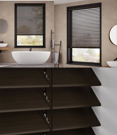 Wooden Blinds %100 Doğal Ahşap Jaluzi Perde 50mm, Alüminyum Kasalı Yüksek Kaliteli - Kahve MI/010PWB (KURDELASIZ)