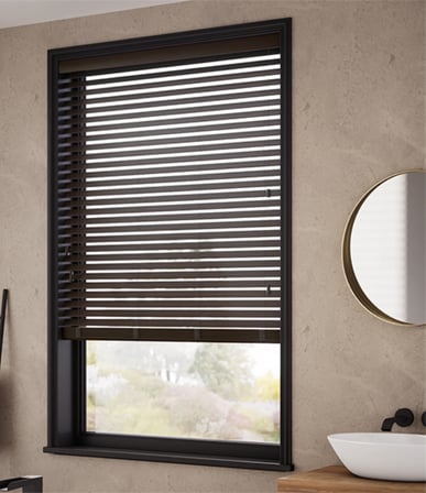 Wooden Blinds %100 Doğal Ahşap Jaluzi Perde 50mm, Alüminyum Kasalı Yüksek Kaliteli - Kahve MI/010PWB (KURDELASIZ)