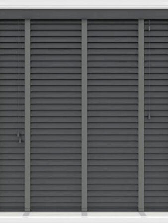 Wooden Blinds %100 Doğal Ahşap Jaluzi Perde 50mm, Alüminyum Kasalı Yüksek Kaliteli - Antrasit