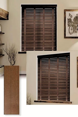 Wooden Blinds %100 Doğal Ahşap Jaluzi Perde 50mm,Alüminyum Kasalı Yüksek Kaliteli - Kahverengi (KURDELALI)