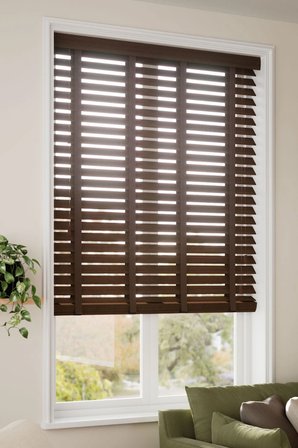Wooden Blinds %100 Doğal Ahşap Jaluzi Perde 50mm,Alüminyum Kasalı Yüksek Kaliteli - Kahverengi (KURDELALI)