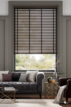 Wooden Blinds %100 Doğal Ahşap Jaluzi Perde 50mm,Alüminyum Kasalı Yüksek Kaliteli - Kahverengi (KURDELALI)