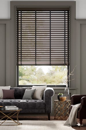 Wooden Blinds %100 Doğal Ahşap Jaluzi Perde 50mm,Alüminyum Kasalı Yüksek Kaliteli - Kahverengi (KURDELALI)