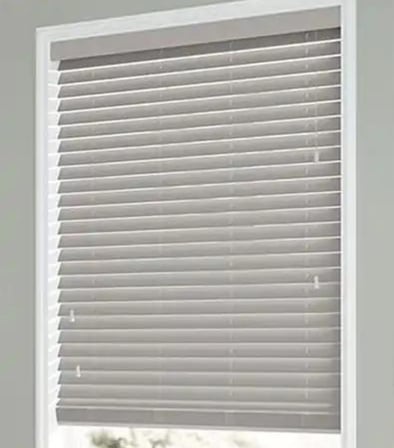 Wooden Blinds %100 Doğal Ahşap Jaluzi Perde 50mm, Alüminyum Kasalı Yüksek Kaliteli - Gri (Kurdelasız)