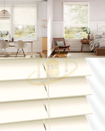 Wooden Blinds %100 Doğal Ahşap Jaluzi Perde 50mm, Alüminyum Kasalı Yüksek Kaliteli - Krem MI/01PWB (KURDELASIZ)