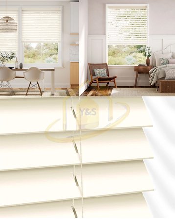 Wooden Blinds %100 Doğal Ahşap Jaluzi Perde 50mm, Alüminyum Kasalı Yüksek Kaliteli - Krem MI/01PWB (KURDELASIZ)