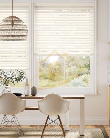 Wooden Blinds %100 Doğal Ahşap Jaluzi Perde 50mm, Alüminyum Kasalı Yüksek Kaliteli - Krem MI/01PWB (KURDELASIZ)