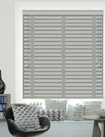 Wooden Blinds %100 Doğal Ahşap Jaluzi Perde 50mm,Alüminyum Kasalı Yüksek Kaliteli - Kül Gri (KURDELALI)