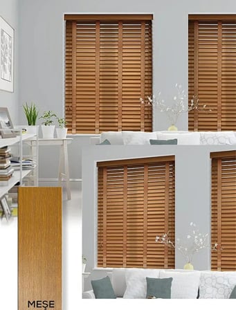 Wooden Blinds %100 Doğal Ahşap Jaluzi Perde 50mm, Alüminyum Kasalı Yüksek Kaliteli - Meşe (KURDELALI)
