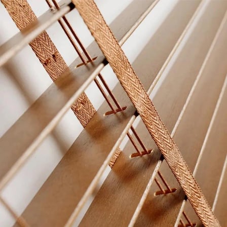 Wooden Blinds %100 Doğal Ahşap Jaluzi Perde 50mm, Alüminyum Kasalı Yüksek Kaliteli - Meşe Rengi (KURDELALI)