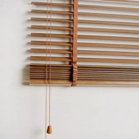 Wooden Blinds %100 Doğal Ahşap Jaluzi Perde 50mm, Alüminyum Kasalı Yüksek Kaliteli - Meşe Rengi (KURDELALI)