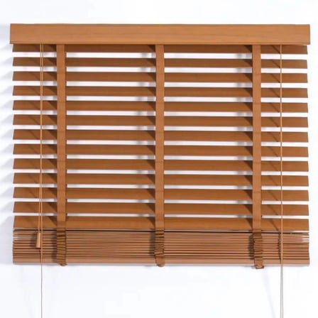 Wooden Blinds %100 Doğal Ahşap Jaluzi Perde 50mm, Alüminyum Kasalı Yüksek Kaliteli - Meşe Rengi (KURDELALI)
