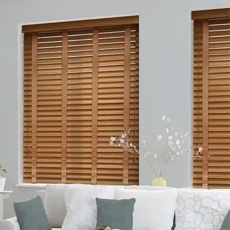 Wooden Blinds %100 Doğal Ahşap Jaluzi Perde 50mm, Alüminyum Kasalı Yüksek Kaliteli - Meşe Rengi (KURDELALI)