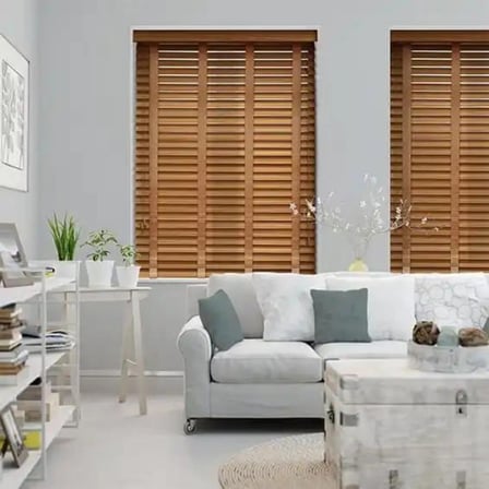 Wooden Blinds %100 Doğal Ahşap Jaluzi Perde 50mm, Alüminyum Kasalı Yüksek Kaliteli - Meşe Rengi (KURDELALI)