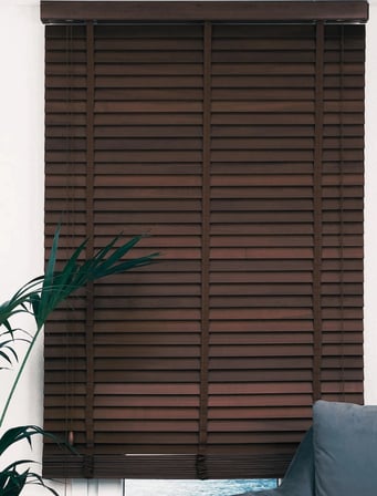 Wooden Blinds %100 Doğal Ahşap Jaluzi Perde 50mm,Alüminyum Kasalı Yüksek Kaliteli - Kahve (KURDELALI) WOOD/YS099PWB