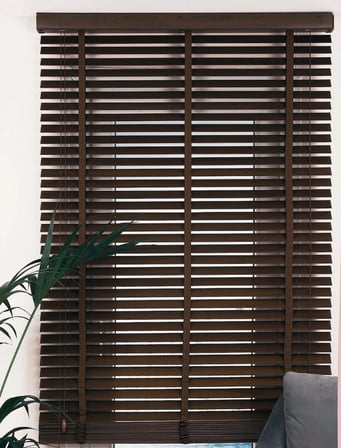Wooden Blinds %100 Doğal Ahşap Jaluzi Perde 50mm,Alüminyum Kasalı Yüksek Kaliteli - Kahve (KURDELALI) WOOD/YS099PWB
