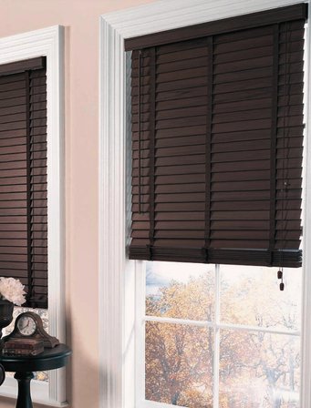 Wooden Blinds %100 Doğal Ahşap Jaluzi Perde 50mm,Alüminyum Kasalı Yüksek Kaliteli - Koyu Kahverengi (KURDELALI)