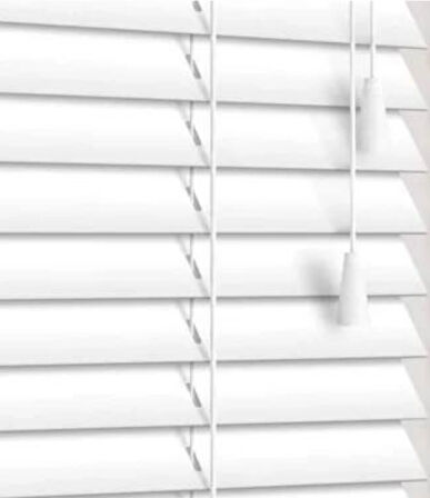 Wooden Blinds %100 Doğal Ahşap Jaluzi Perde 50mm, Alüminyum Kasalı Yüksek Kaliteli - Beyaz (Kurdelasız)