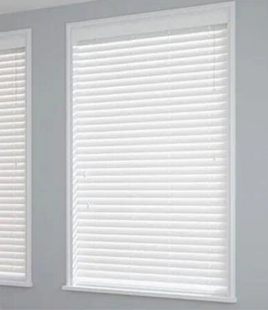 Wooden Blinds %100 Doğal Ahşap Jaluzi Perde 50mm, Alüminyum Kasalı Yüksek Kaliteli - Beyaz (Kurdelasız)