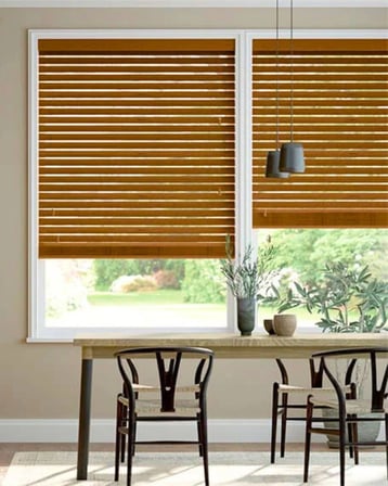 Wooden Blinds %100 Doğal Ahşap Jaluzi Perde 50mm, Alüminyum Kasalı Yüksek Kaliteli - Meşe Rengi MI/0507PWB (KURDELASIZ)