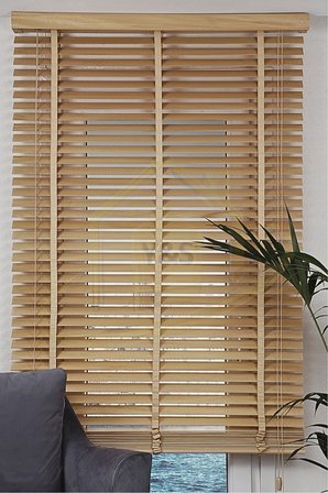 Wooden Blinds %100 Doğal Ahşap Jaluzi Perde 50mm,Alüminyum Kasalı Yüksek Kaliteli - Meşe (KURDELALI) M211/WOOD