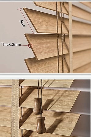 Wooden Blinds %100 Doğal Ahşap Jaluzi Perde 50mm,Alüminyum Kasalı Yüksek Kaliteli - Meşe (KURDELALI) M211/WOOD