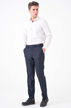 WORKMAN® FlexBelt™ Kızaklı İç Lastikli Lacivert Desenli Erkek Pantolon: Gizli Esnek Bel Tasarımıyla Gün Boyu Konfor